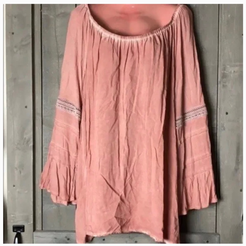 XCVI BOHO Long Sleeves Top Dusty Pink Medium